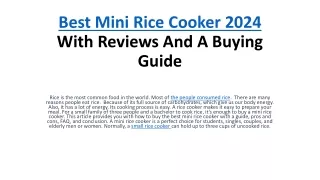 Best Mini Rice Cooker 2024 With Reviews And