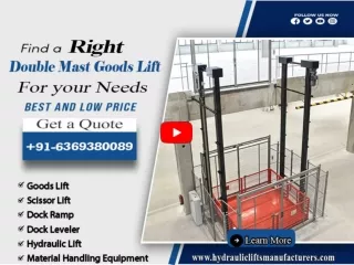 Hydraulic Industrial lift manufacturers in Chennai