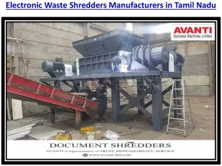 Avanti Electronic Waste Shredders Manufacturers in Tamil Nadu India