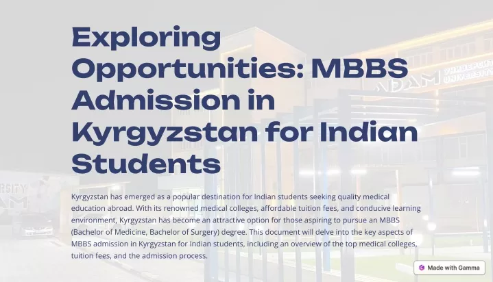 exploring opportunities mbbs admission
