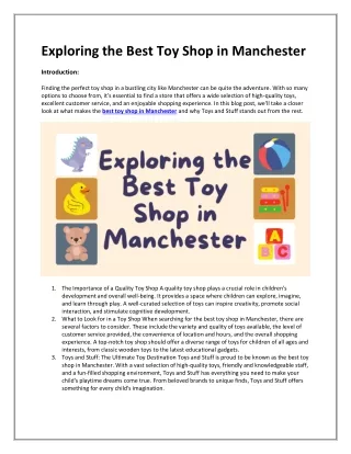 Exploring the Best Toy Shop in Manchester