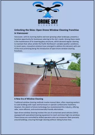 Unlocking the Skies: Open Drone Window Cleaning Franchise in Vancouver