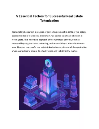 Real Estate Tokenization Unveiled: A Step-by-Step Implementation Guide