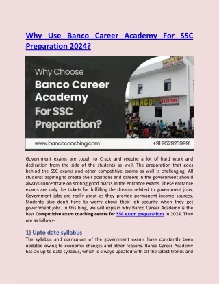 Why Use Banco Career Academy For SSC Preparation 2024