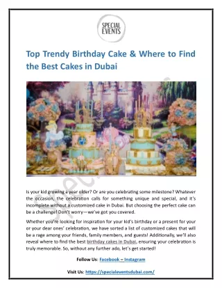Top Trendy Birthday Cake & Where to Find the Best Cakes in Dubai