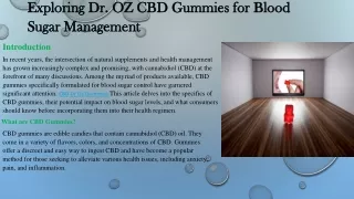 Dr OZ CBD Gummies Blood Sugar