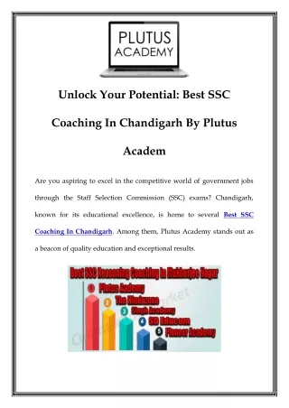 Unlock Success with the Best SSC Coaching in Chandigarh at Plutus Academy!