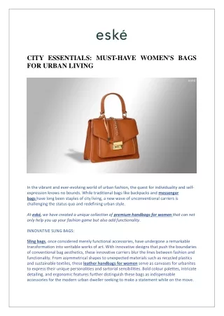 CITY ESSENTIALS: MUST-HAVE WOMEN'S BAGS FOR URBAN LIVING
