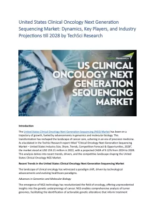 United States Clinical Oncology Next Generation Sequencing Market [2028]