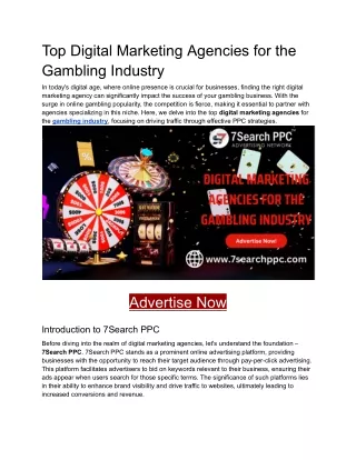 Top Digital Marketing Agencies for the Gambling Industry