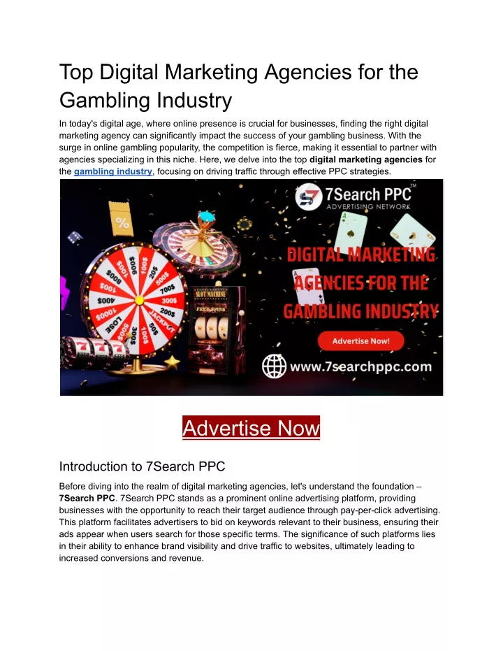 top digital marketing agencies for the gambling