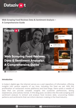 Web Scraping Food Reviews Data & Sentiment Analysis– A Comprehensive Guide