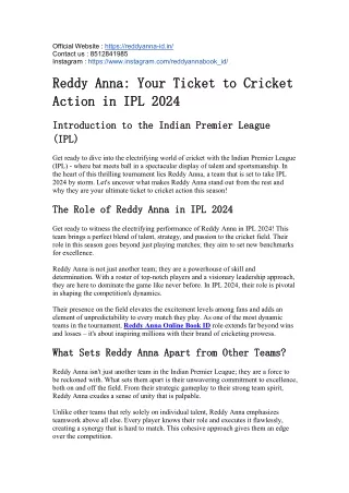 Stay Ahead of the Game: Reddy Anna's Predictions for IPL 2024