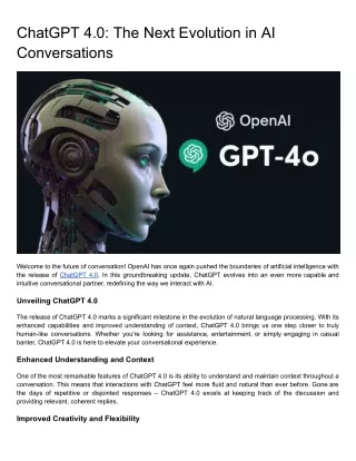 ChatGPT 4.0: The Next Evolution in AI Conversations