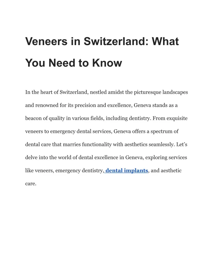 veneers in switzerland what