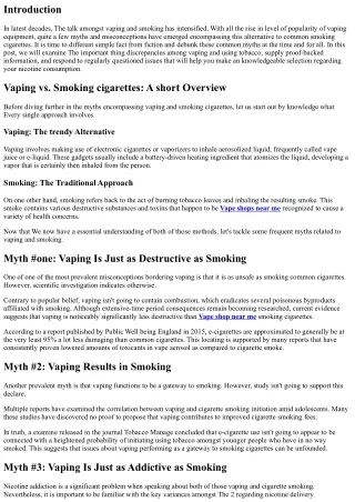Vaping vs. Smoking cigarettes: Debunking Myths and Separating Facts