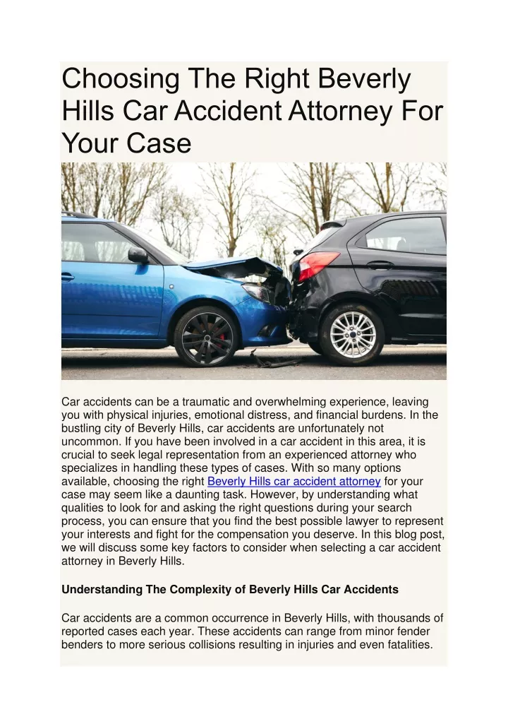 choosing the right beverly hills car accident