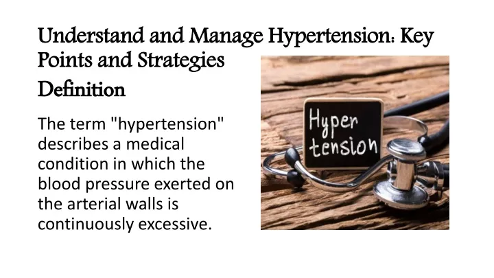 understand and manage hypertension key points and strategies