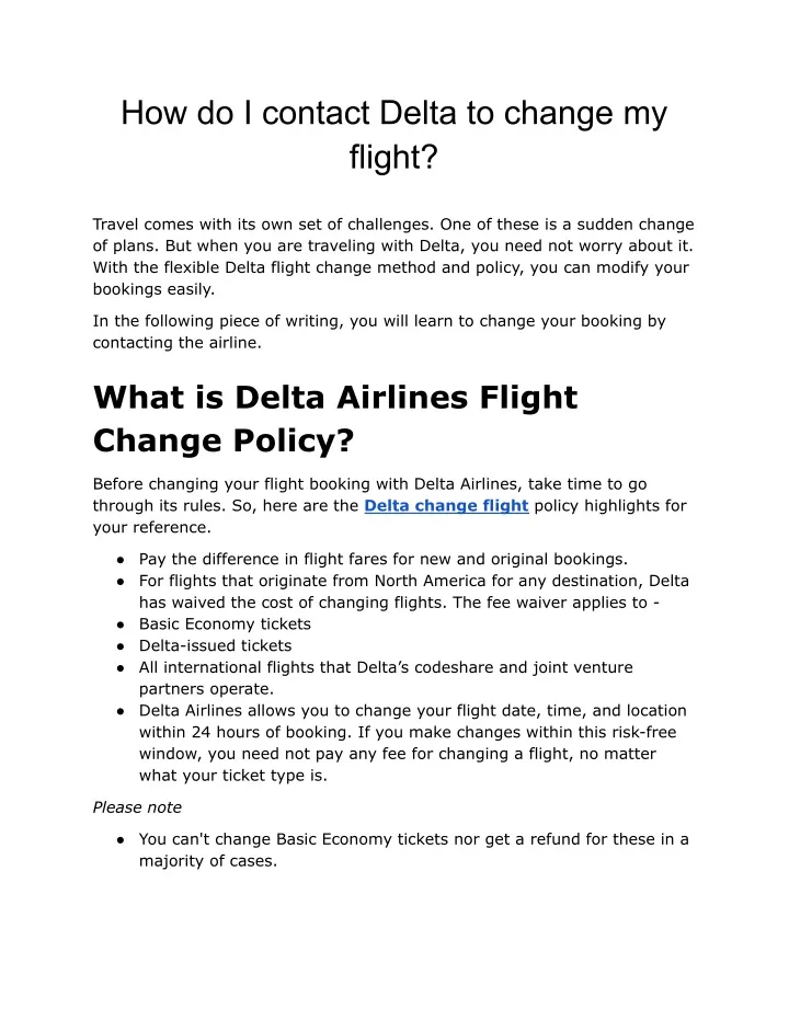 how do i contact delta to change my flight