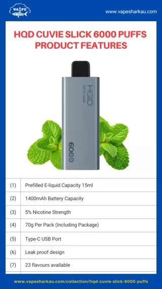 HQD Cuvie Slick 6000 Puffs Product Features [Infographic]
