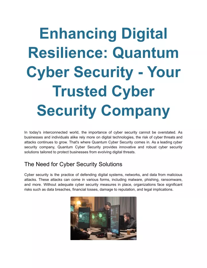 enhancing digital resilience quantum cyber