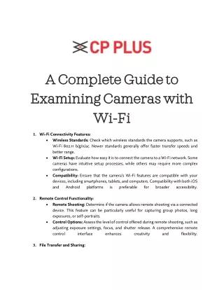 A Complete Guide to Examining Cameras with Wi-Fi