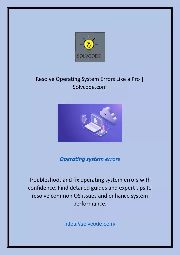 resolve operating system errors like