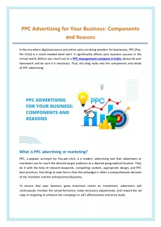 PPC Advertising for Your Business Components and Reasons