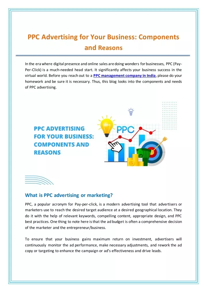 ppc advertising for your business components