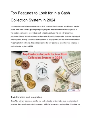 Top Features to Look for in a Cash Collection System in 2024