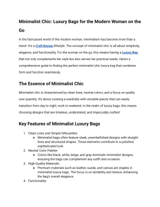 Minimalist Chic_ Luxury Bags for the Modern Woman on the Go