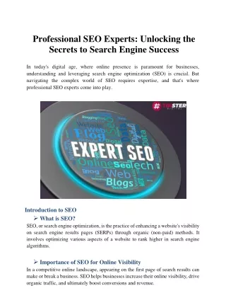 Professional SEO Experts: Unlocking the Secrets to Search Engine Success