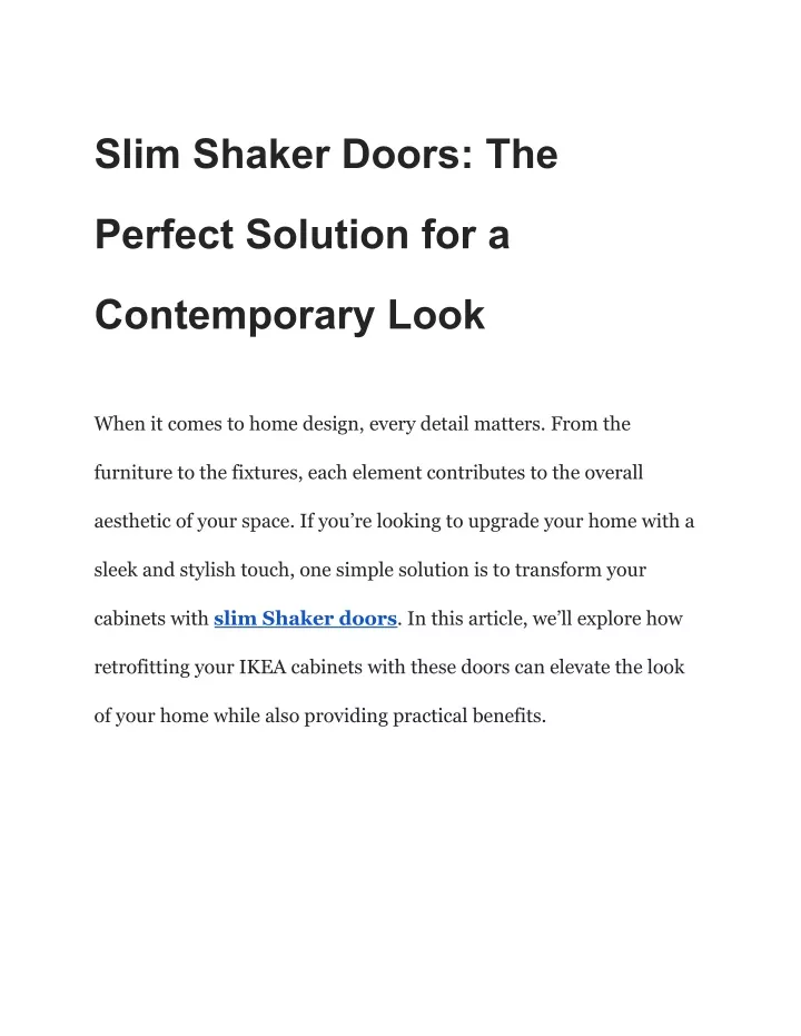 slim shaker doors the