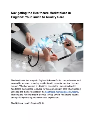 Healthcare Marketplace England