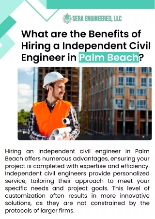 What are the Benefits of Hiring a Independent Civil Engineer in Palm Beach?