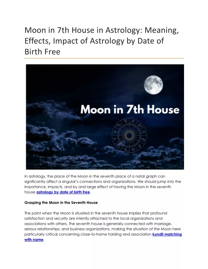 moon in 7th house in astrology meaning effects