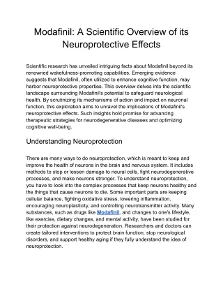 Modafinil_ A Scientific Overview of its Neuroprotective Effects