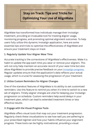 Stay on Track: Tips and Tricks for Optimizing Your Use of AlignMate