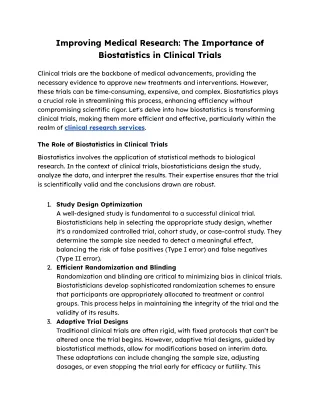 Improving Medical Research_ The Importance of Biostatistics in Clinical Trials