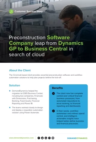 Preconstruction Software Company's Journey from Dynamics GP to Business Central