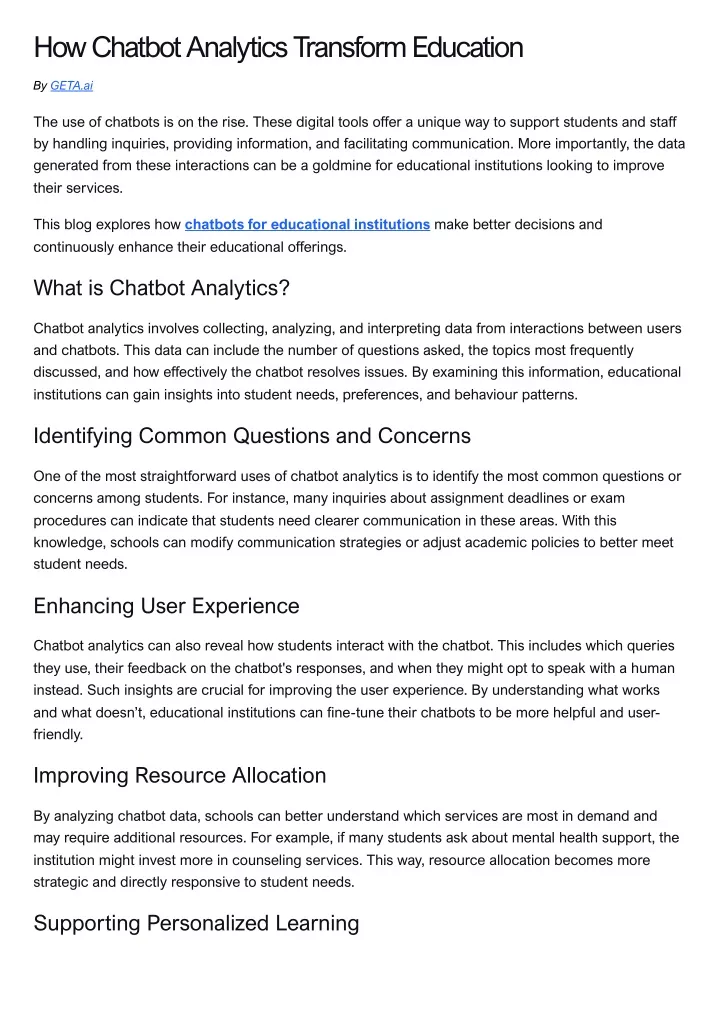 how chatbot analytics transform education