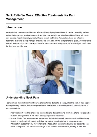 Neck Relief in Mesa Effective Treatments for Pain Management