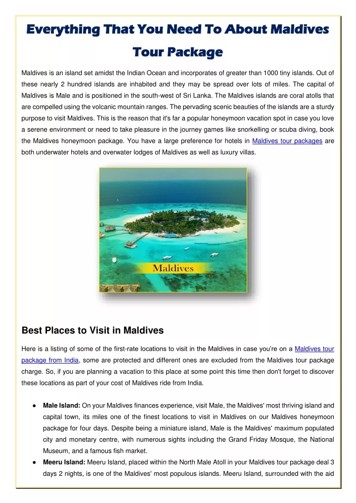 everything that you need to about maldives