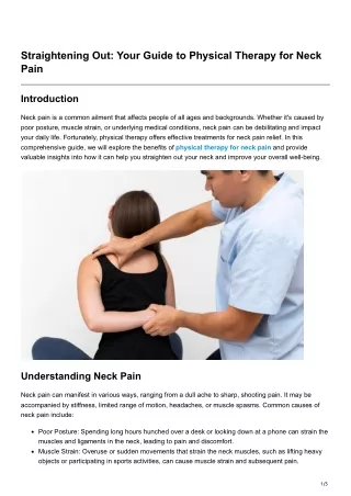 Straightening Out Your Guide to Physical Therapy for Neck Pain