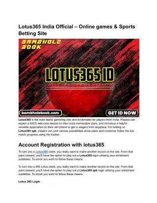 Lotus365 India Official – Online games & Sports Betting Site