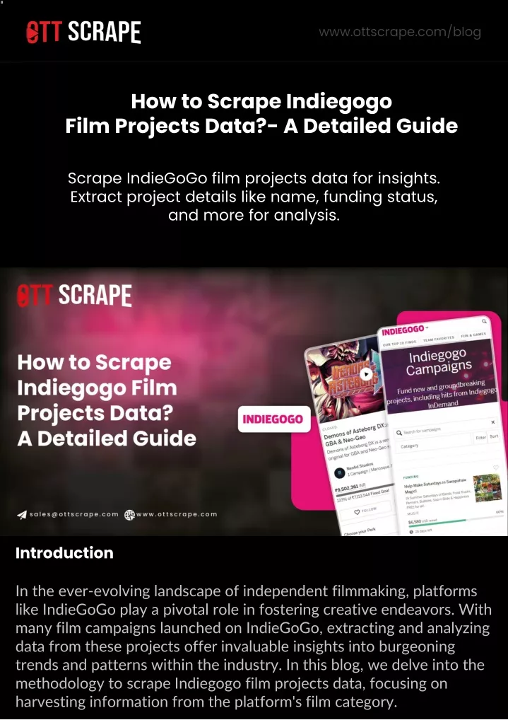 how to scrape indiegogo film projects data