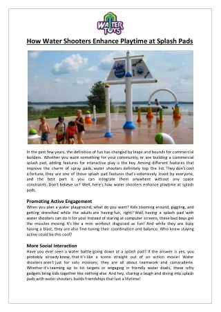 Empex Watertoys® - How Water Shooters Enhance Playtime at Splash Pads