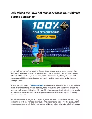 Unleashing the Power of MahadevBook: Your Ultimate Betting Companion