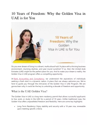 10 Years of Freedom Why the Golden Visa in UAE is for You