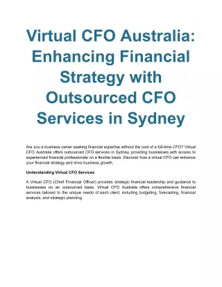 Virtual CFO Australia_ Enhancing Financial Strategy with Outsourced CFO Services in Sydney
